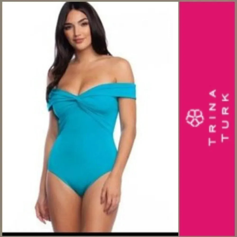 Trina Turk Sz 6 Solids Twist Bandeau One-Piece